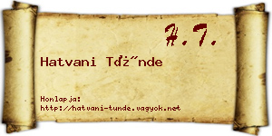 Hatvani Tünde névjegykártya